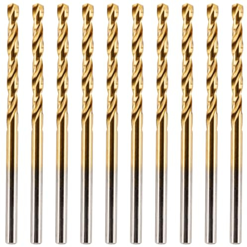 Box of 10 x 3mm HSS M2 Fully Ground Jobber Drill Bit Tin Titanium Nitride Coated DIN338 Standard (3mm x 61mm)