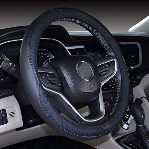 2019 New Black Microfiber Leather Small Steering Wheel Cover for Prius Civic 14 - 14.25