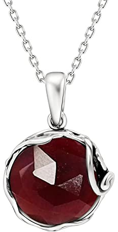 ADITA GOLD 925 Sterling Silver Red Garnet Necklaces for Women - January Birthstone - Silver Pendant Necklaces - Statement Necklace Silver - Everyday Jewelry Silver - Necklace Garnet