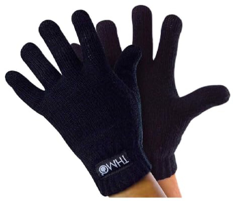 THMO Childrens Thinsulate Gloves for Winter Boys & Girls Knitted Thermal Full Finger Gloves for Kids (10-11 Years, Black)