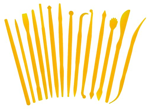 Cobee Kleine Kunststoff Ton Modellierwerkzeuge, Mini Töpferton Schnitzwerkzeuge, Doppelkopf Modellierwerkzeuge, Polymer Ton Werkzeuge für Kinder, Anfänger, DIY, Basteln, Kuchendekoration (14 Stück)
