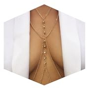 14K Gold Plated Sexy Body Chains for Women, Layered Rhinestone Crossover Bikini Bra Body Jewelry, Summer Beach Crystal Belly Waist Chain(8 Rhinestones)