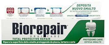Biorepair, Dentifricio Total Protective Repair, Ripara lo Smalto, Protegge da Placca, Tartaro e Carie, Ripara lo Smalto, Mantiene l'Alito Fresco, Dentifricio Senza Fluoro, 60 ml