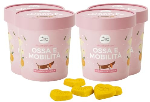 Biscotti per Cani contro Artrite | Ricchi di Glucosamina, Condroitina e Arnica| Snack Cane funzionale gusto Albicocca ideale per Ossa e Mobilità | 100gr x4 | Mangime Complementare Italiano | Hygge Dog