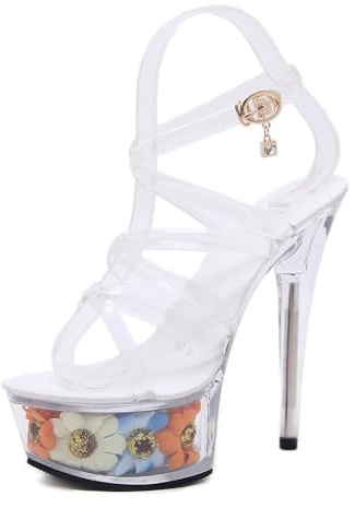 Eralom Sandales à Talons Hauts Plateforme Épais Talons Hauts Aiguille Sandales Club Soirée Chaussures Sandales Mariage
