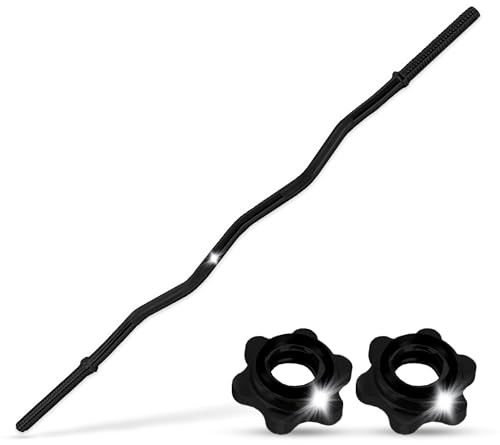wuuhoo® Curl Hantelstange Franco, 120cm / 140cm SZ Hantelstange bis 90 KG, Langhantel mit Scheibenaufnahme 30mm, gerändeltem Griff - Fitnessgerät für Zuhause 140 cm schwarz
