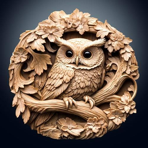 Wooden Puzzles for Adults, 290pcs Visual 3D Owl Wood Puzzle, Unique Animal Shape Puzzles with Wood Box, 34 x 34cm Wooden Puzzle for Family Game and Birthday Gifts for Friend