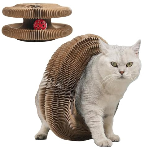 Juguete para Gatos Kitty Kurlz, Tablero rascador para Gatos, rascador Magic Organ para Gatos con Bolas de Campana, Tablero rascador Plegable en acordeón para Gatos para Gatos de Interior Gatito