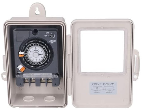 24 Hour Mechanical Timer Switch, 250VAC 30A IP53 Rainproof Time Switch, for Water Heater, Lights, Pools