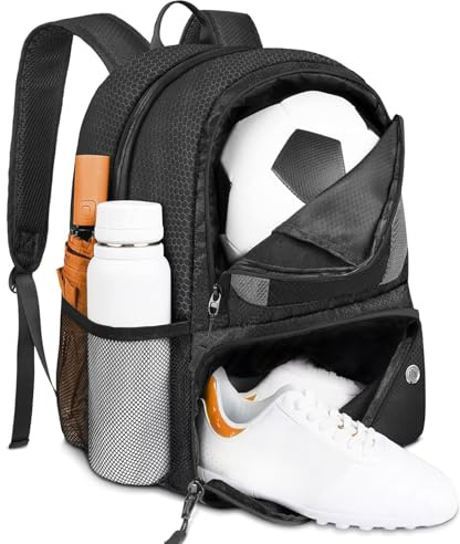 Peosaard Fotbollsväskor, fotbollsryggsäck 13 x 17 x 8 rymlig fotbollsväska med boll- och skofack, andningsbar multifunktionell volleybollryggsäck för att bära fotboll, basket, fotboll