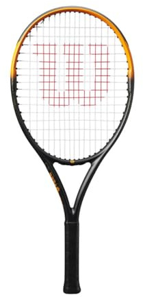Wilson Racchetta Da Tennis Burn Spin Jr 25, Design Leggero Con Effetto Migliorato, Struttura Resistente, Finitura Brillante, Colore: Nero/Arancione, Misura: 25