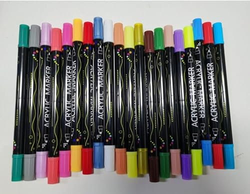 Goldge 40 Farben Acrylstifte für Steine Wasserfest – 1-5mm Dual Tip (feine Spitze und Pinsel) Acrylic Marker fur Steine Bemalen, Ostereier, Leinwand, Glas, Holz, Keramik, Fotoalben, DIY
