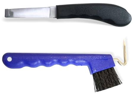 Hufauskratzer und Hufmesser für Pferde Profi Hufpflege-Set für Pferde Putzzeug (Blau, Einfarbig)