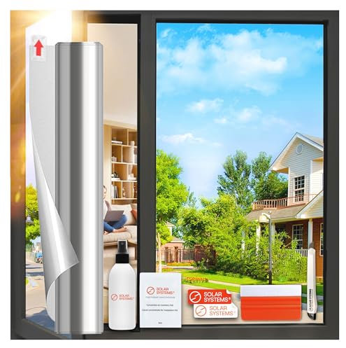 SOLAR SYSTEMS - Pellicola per finestre protezione solare - pellicola protezione solare finestra esterna - con protezione privacy, autoadesiva - protezione termica, solare, protezione UV - 50x200cm