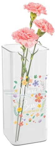Blomvas mamma, mamma glasvas som födelsedagspresent, mors dag gåvor, dekorativ vas present till mamma till födelsedag, mors dag