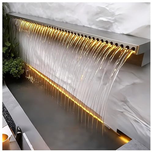 Wasserfall aus Edelstahl für Koi-Teiche Poolbrunnen für Schwimmbecken, Gartenteiche, Terrassen und Wellnessbereiche(100CM)