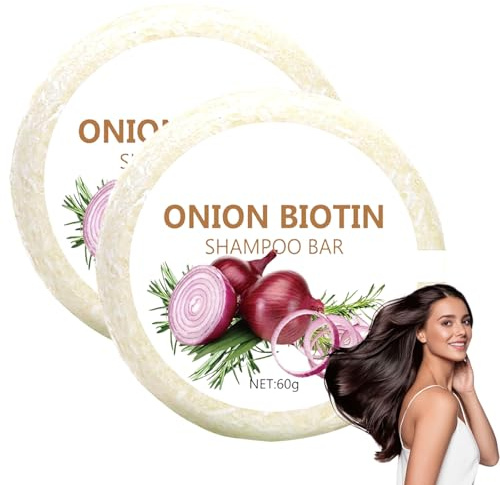 Shampoing Oignon| Solide Oignon| Onion Biotin Shampoo Bar| Sans Sulfate sans Silicone Sans Paraben| Mousse Douce Contrôle Frisottis Conditionneur Purifiant Nourrissant (1)