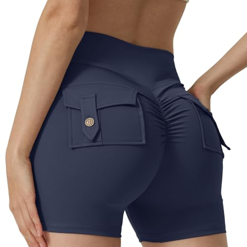 Ldabrye Pantalones cortos elegantes para mujer, absorción de sudor, suaves, transpirables, con levantamiento de cadera, pantalones cortos de ejercicio abdominal, pantalones cortos deportivos flexibles