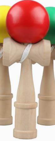 BOSREROY Kendama Rouge, Jeu d'adresse en Bois Massif, Kendama Poli avec Finition PU vive, Design Classique pour Adultes, Jouet Sportif en Bois avec Balle de 6 cm de diamètre