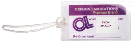 Qty 100 of Each, 10 Mil Luggage Tag Laminating Pouches & 6-inch Loops, 2-1/2 x 4-1/4 pre-slotted by Oregon Lamination Premium