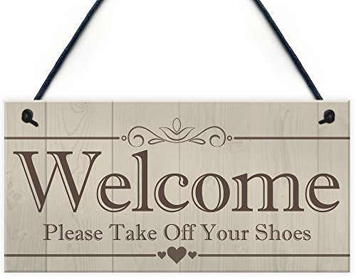 Red Ocean Welcome Please Take Off Your Shoes Hanging Plaque Sign House Porch Decor Gift