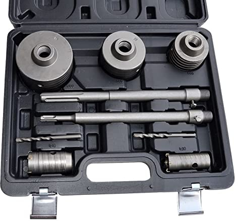 Sierra de corona sacatestigos, 9 piezas, para pared, 30 40 65 80 100 mm, para taladro SDS Plus Max
