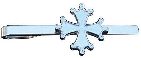 Pince à Cravate Croix d’Occitanie en Étain Poli, Finition Brillante, Fabrication Artisanale