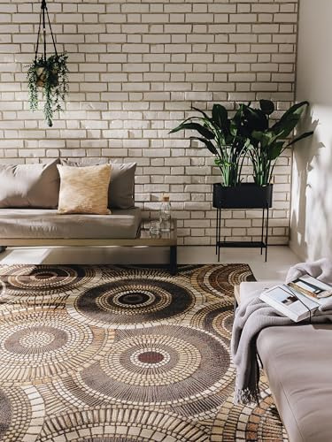 benuta Nest In- & Outdoor Teppich Artis - Braun 120x180 cm - Strapazierfähig für Balkon, Terrasse, Garten - Küchenteppich & Wohnzimmerteppich - Botanical, Floral, Shabby Chic, Vintage, Abstrakt