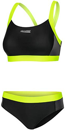 Aqua Speed Naomi Ladies Tankini | Due Pezzi | Tessuto Vita | Resistente al Cloro e Crema Solare/Olio | 16.. Nero - Verde Chiaro | Taglia: 34