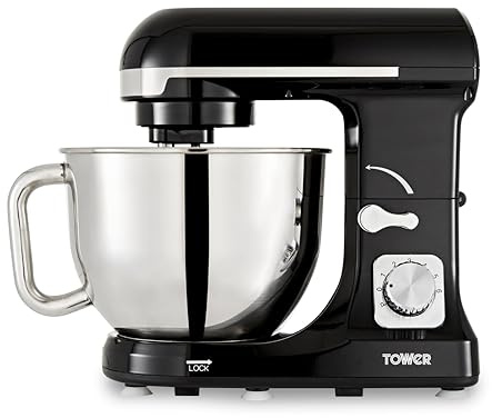 Tower T12033 3-in-1 5L Stand Mixer with 6 Speeds and Pulse Setting, 1000W, Black