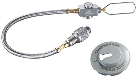 camping moon CAMPINGMOON 9.8-inch Multi-Function Gas Hose for EN417 Lindal Valve Screw-on Type Canister and Device Z21-25
