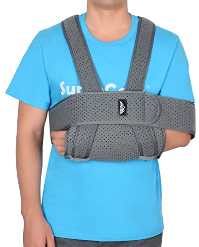 supregear Armschlinge Schulter, Einstellbare Bequeme Schulterschlinge, Atmungsaktive Schulterstütze für Gebrochener Arm, Ellbogen, Handgelenk und Wiederherstellung von Verletzungen, Dunkelgrau