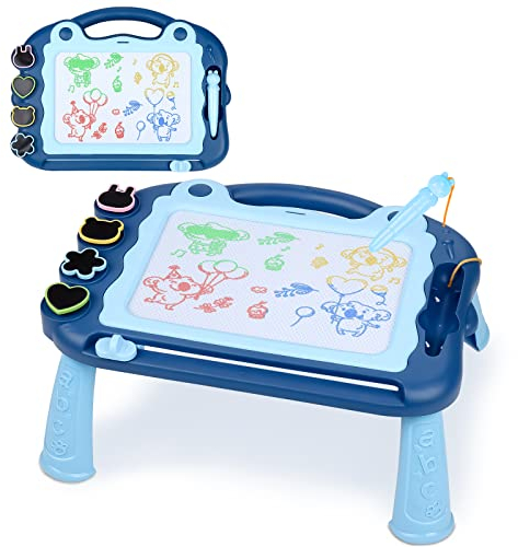Sarsumir Magnetische Maltafel Zaubertafeln für Kinder, Zaubertafel Maltafel Magnettafel Reisegröße, Bunt Zeichenbrett für 3 4 5 Jahre alt mit 1 Magnetstift und 4 Stempel, Blau