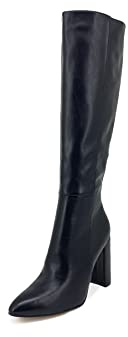 QUEEN HELENA Stivali Alti con Tacco Largo Medio Zip Laterale a Punta Chiusa Casual Eleganti Donna K2031 (Nero, 37)