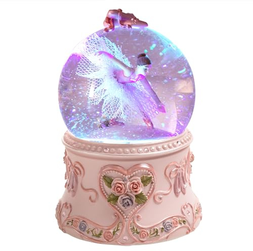 Ballerina Snow Globe Music Box with LED Lights – Classic Ballet Dancer Gift, Clear Glass Globe, Perfect for Ballet Lovers, with Music The Blue Danube