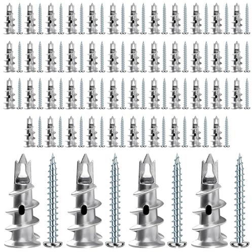 chevilles pour placoplâtre, 50 chevilles métalliques pour placoplâtre autoperceuses avec 50 vis, chevilles métalliques Pour la fixation sur le béton, les briques, les cloisons sèches