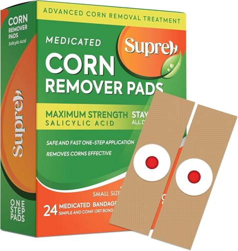 SupreH Corn Removers for Toes Feet Bandages: Corn Cushions and Small Callus Removal with 40% Salicylic Acid Long Adhesive - for Adult Seniors Nurses Hikers Athletes Men Women Pads 22