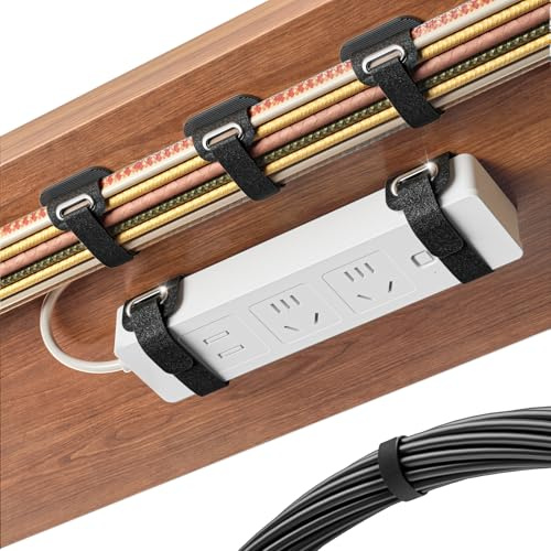 Organizador Cables Escritorio, 【Compatible con Todas Las regletas】 Soporte de Cables para Grandes Haces de cablescon Cierre hermético, imprescindibles para la Oficina en casa, 8 Pares
