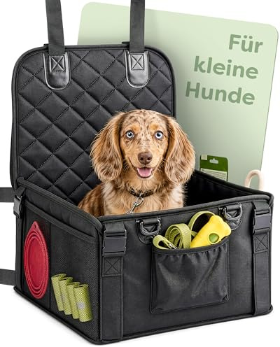 Knupis Extra Stabil Hundbilstol för Liten Hund – Vattenavvisande och Reptålig med 5 Fickor – 4 Fästremmar och Fästbart Koppel – Förstärkta Väggar med Halkfri Undersida – Tvättbar | Med 5 fickor – 4 fästremmar och fästbara koppel – förstärkta väggar med halkfri undersida – tvättbar