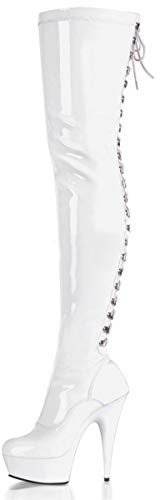 Higher Heels PleaserUSA Overknee-Stiefel Delight-3063 Lack weiß/weiß Gr. 40