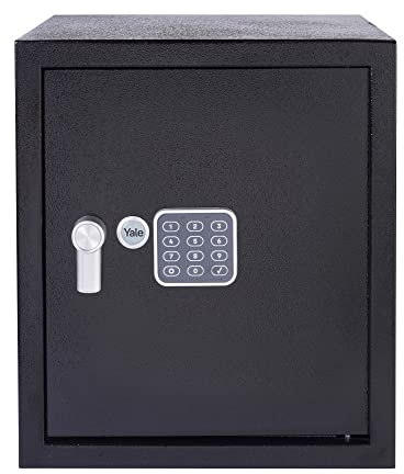 Yale YSV/390/DB1 Large Value Safe, Digital Keypad, LED Light Indicators, 15mm Steel Locking Bolts, Emergency Override Key, Wall And Floor Fixings, Black Finish, 40 Litre Capacity 39 x 35 x 36 cm