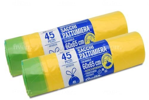 Gallo Bin Liners, Self-Closing Handles, Yellow, Medium