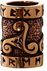 NKlaus Set 2X Perle de Barbe TRIRUNA triskel avec Runes Bronze Perle à boucler 40510
