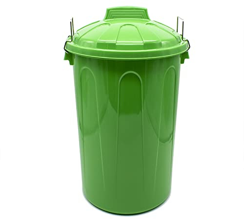 CABLEPELADO Cubo de Basura con tapa, Cubo basura Industrial, Cubo basura Plástico con asas metálicas, Contenedor residuos, 78 cm alto x 48.5 cm Diámetro superior, Capacidad 100 Litros, Verde