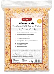 Ruemar Futter Mais für Hühner | 1 kg getrockneter Futtermais für Hamster, Wildvögel, Meerschweinchen, Angel Köder, Nager & Kleintiere | Streufutter ohne Gentechnik als Vogelfutter & Hasenfutter