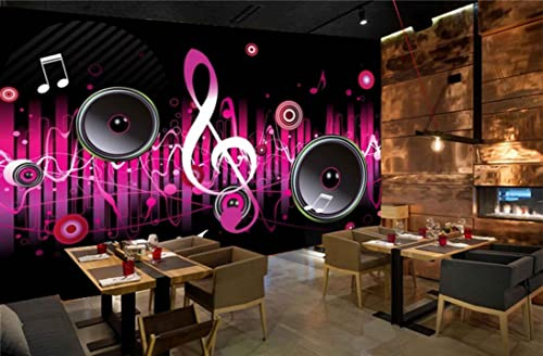 Mystic Walls MWZ3527 Pink Black Musical Signs Mics HD 3D Wallpaper for Disco Club Karaoke[7 ft x 5 ft] / [213 cm x 152 cm]