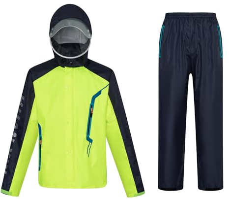 Ynport Crefreak Herren Regenanzug Outdoor Wasserdichter Overall Atmungsaktive Regenjacke und Hose Set Unisex Radsport Regenmantel Kapuzen Regenbekleidung für Herren Damen,Grün,M