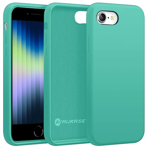 AUKASE Hülle für iPhone SE 3/2 (Modell 2022/2020), iPhone 7 / iPhone 8 Hülle, Premium Silikon Handyhülle, weichem Mikrofaser-Innenfutter stoßfestes Kompatibel mit (Türkis, iP SE 2022/ iP 8/7)