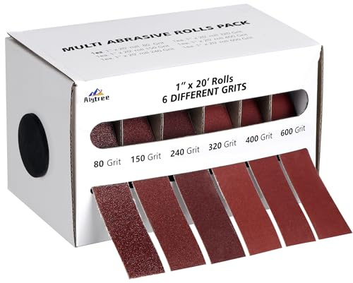 Rotolo di carta vetrata abrasiva a grana 6, grana 80, 150, 240, 320, 400, 600, per mobili in metallo e legno, con dispenser, 6 m, colore: rosso