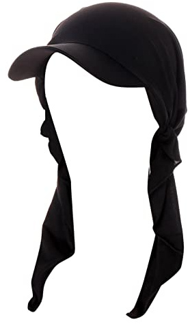 Bandana visière pour femme - Chapeau de soleil avec visière - Bonnet d'été - Casquette de tennis - Casquette de baseball - Turban - Couvre-chef - Noir - Taille unique